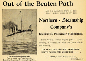 1895 Ad Northern Steamship North-West North Land Travel - ORIGINAL TFO1