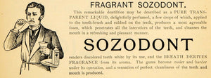 1895 Ad Fragrant Sozodont Tooth Cleanses Breath Gums - ORIGINAL ADVERTISING TFO1
