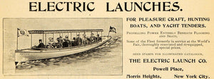 1895 Ad Electric Launch Pleasure Craft Hunt Boat Yacht - ORIGINAL TFO1