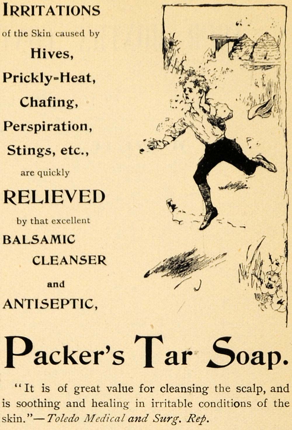 1895 Ad Packer's Tar Soap Balsamic Cleanser Antiseptic - ORIGINAL TFO1