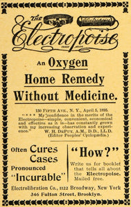 1895 Ad Electropoise Home Remedy Electrolibration Cure - ORIGINAL TFO1