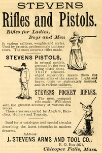 1891 Ad Rifles Pistols Shooting Stevens Arms & Tool - ORIGINAL ADVERTISING TFO1