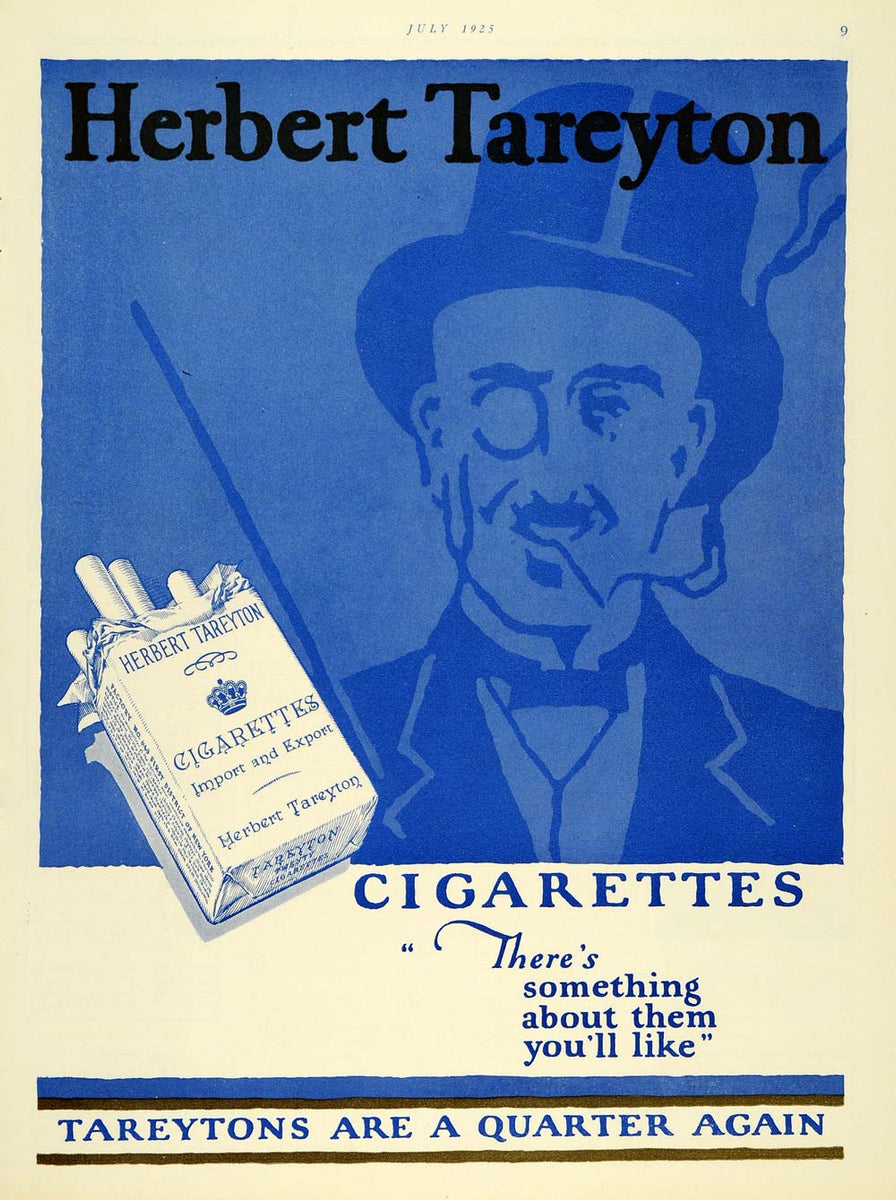 1925 Ad Herbert Tareyton Cigarettes Smoking Tobacco