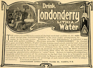 1903 Ad Londonderry Lithia Spring Drinking Water Health - ORIGINAL TIN1