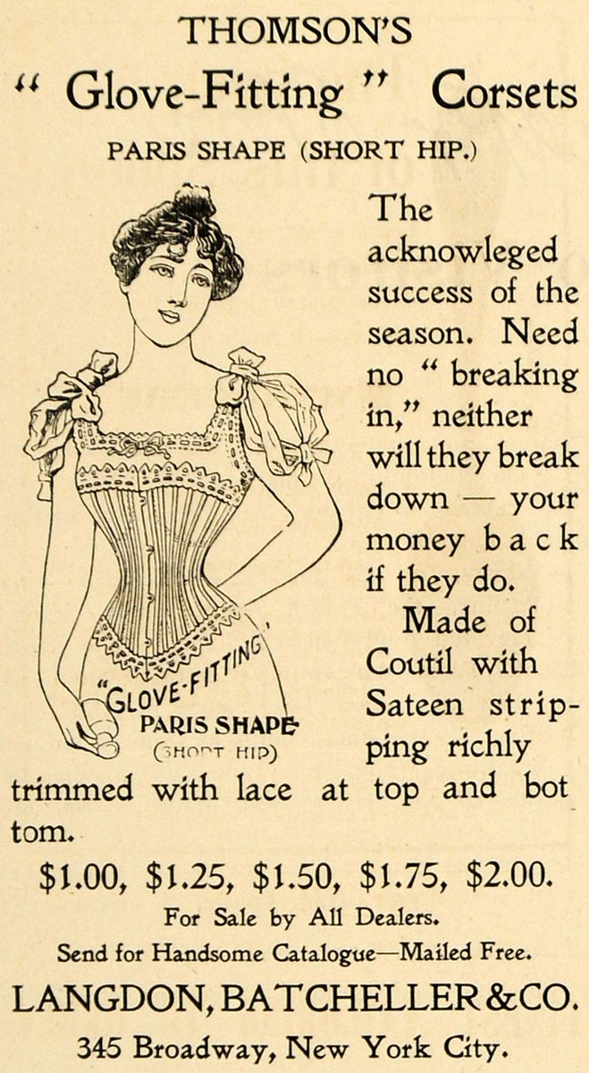 1898 Ad Thomson Corset Langdon Batcheller Clothing Lace - ORIGINAL