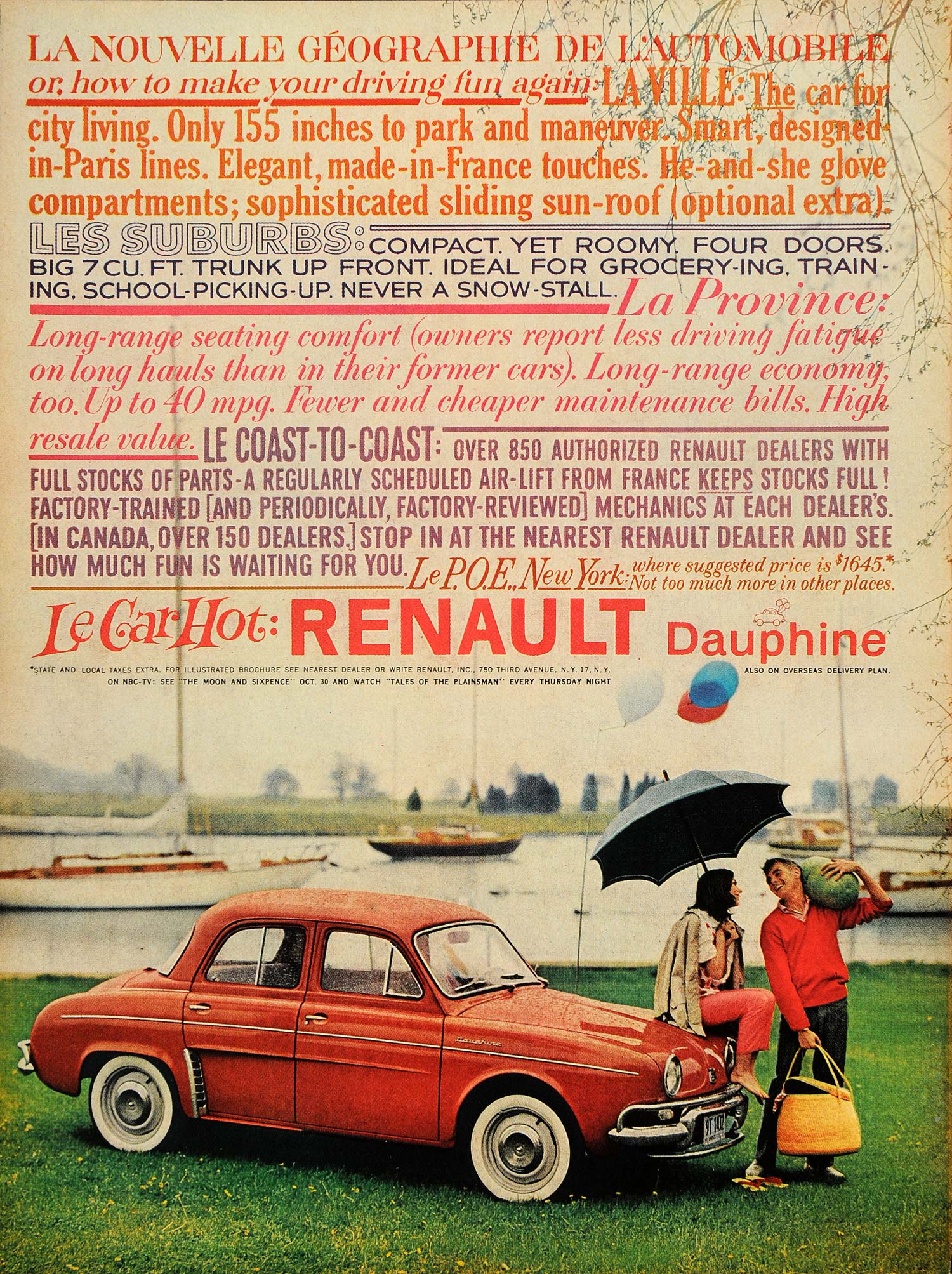 1959 Ad Renault Dauphine La Ville Les Suburbs Province - ORIGINAL TM3