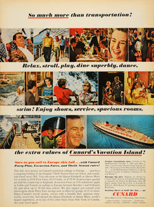 1962 Ad Travel Europe Cruise Cunard Vacation Island - ORIGINAL ADVERTISING TM3