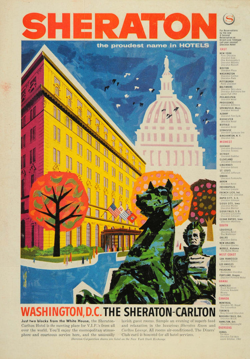 1960 Ad Famous Washington D.C. Sheraton-Carlton Hotel - ORIGINAL