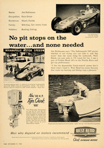 1960 Ad West Bend Shark Outboard Motors Jim Rathmann - ORIGINAL ADVERTISING TM3