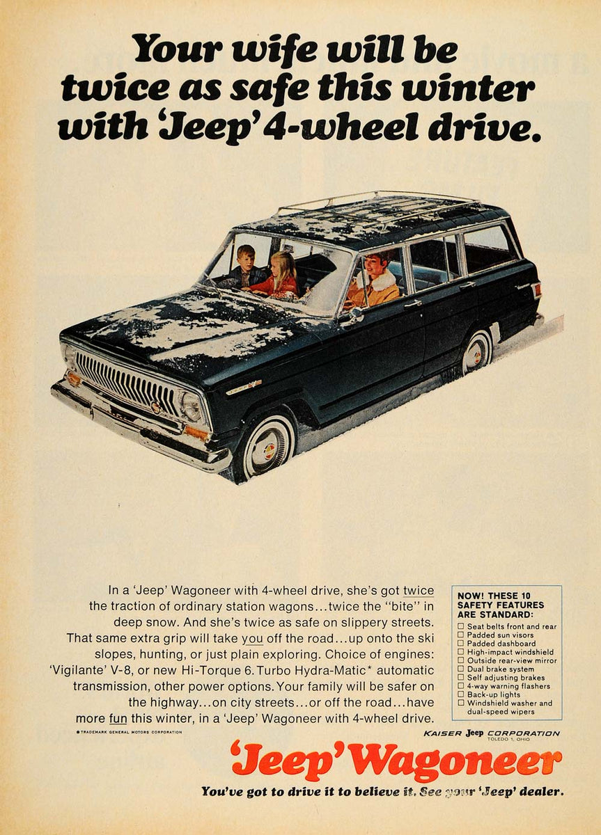 1965 Ad Kaiser Jeep Corp. Blue Wagoneer 4-Wheel Drive - ORIGINAL