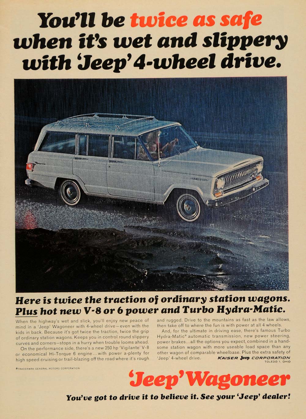 1965 Ad Kaiser Jeep Corp Wagoneer 4 Wheel Drive Car - ORIGINAL ADVERTISING TM6
