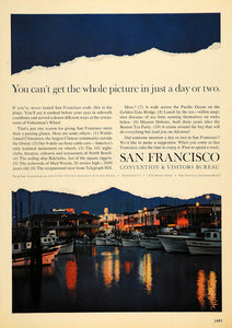 1965 Ad San Francisco Tourism Harbor Yachts Boating - ORIGINAL ADVERTISING TM7
