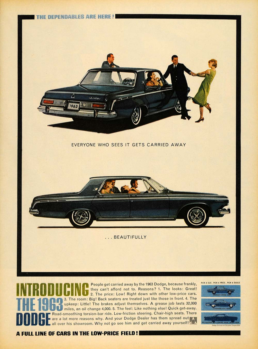 1962 Ad 1963 Dodge Car Standard Compact Four Door Model - ORIGINAL