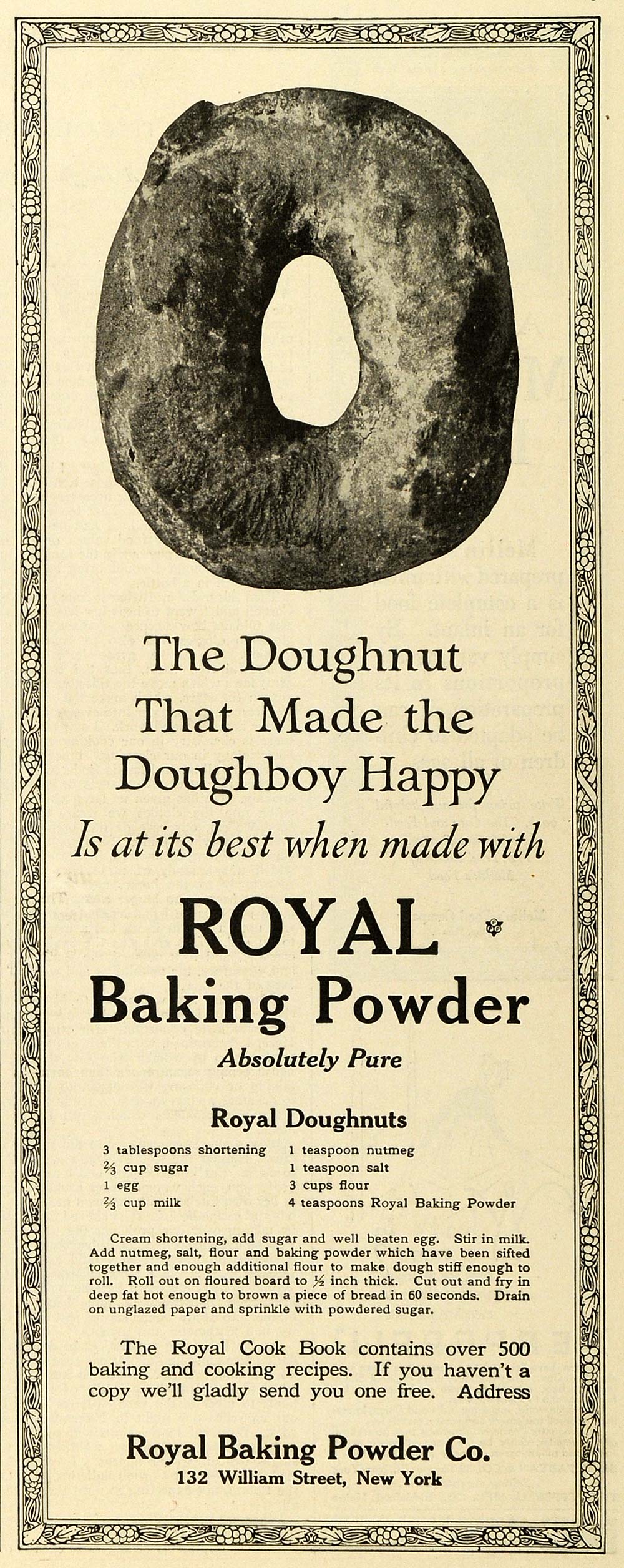 1919 Ad Doughnut Recipe Food Products Royal Baking Powder Donut Sweets TMP2