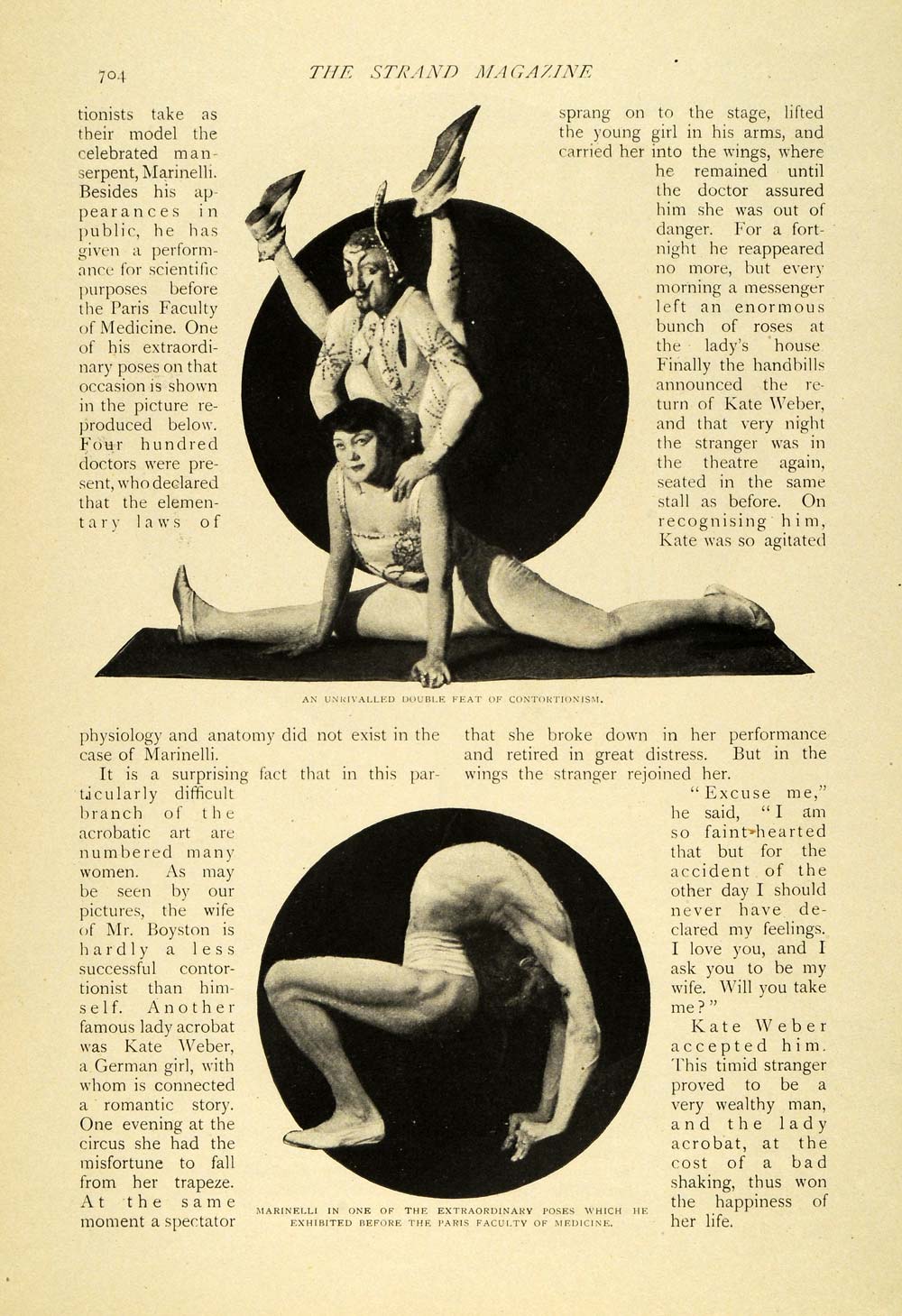 1908 Article Circus Acrobatics Boyston India Marinelli Contortionists TSM1