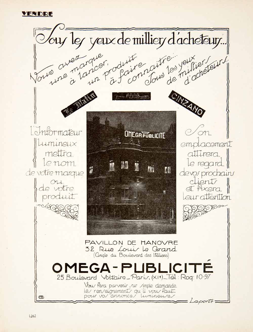 1924 Ad Omega French Advertising Agency 25 Blvd Voltaire Paris Pavillon VEN3