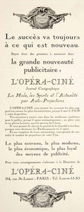 1925 Ad L'Opera-Cine Film Advertising Cinema Marketing Agency 94 Rue St VEN4