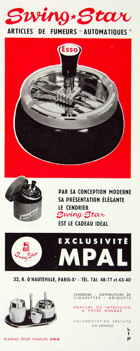 1956 Vintage French Ad Swing Star Ashtray Cendrier Cigarette