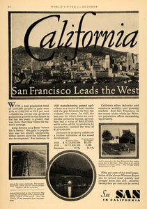 1930 Ad San Francisco California Leads Western Growth - ORIGINAL ADVERTISING WW3