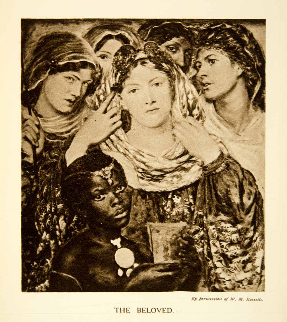 1915 Rotogravure Dante Gabriel Rossetti Beloved Virgin Mary Child Wome ...