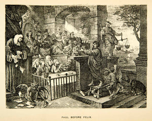 1883 Photolithograph William Hogarth Art Paul Felix Burlesqued Courtroom XACA2