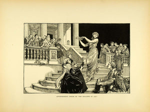 1887 Wood Engraving Advertisement Poster Magazine Art Drama Stage Theatre XAE1