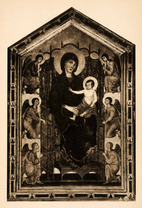 1938 Photogravure Rucellai Madonna Enthroned Six Angels Duccio Uffizi XAF4