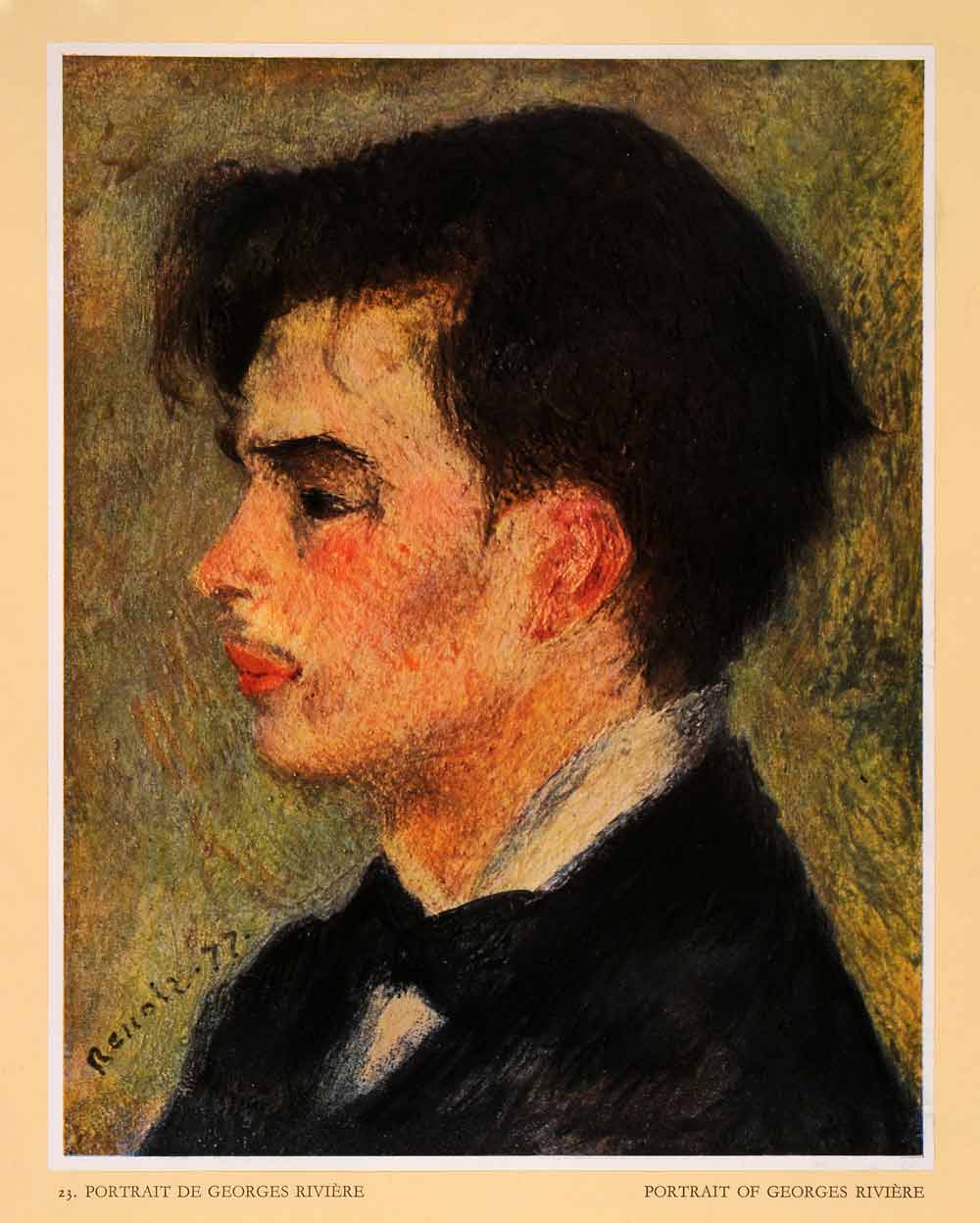 1952 Tipped-In Print Portrait de Georges Riviere Impressionism Renoir XAG4