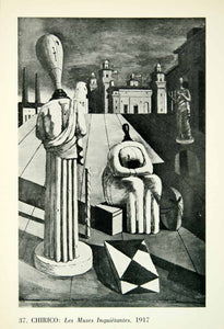 1935 Print Giorgio de Chirico Muses Inquietantes Worried Surreal Column XAHA7