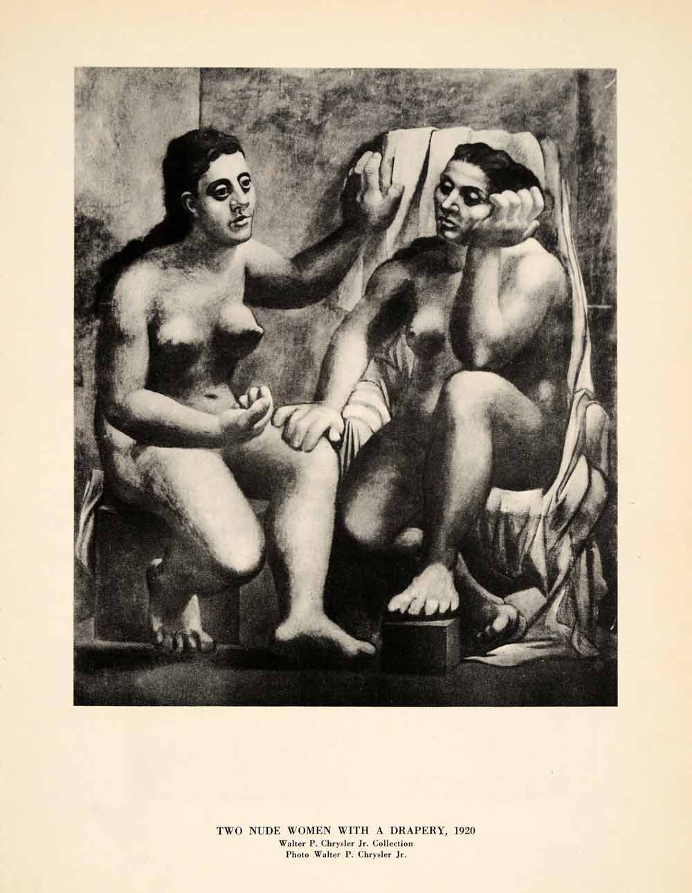 1940 Print Pablo Picasso Nude Naked Women Sauna Drape Modern Art Walter Chrysler