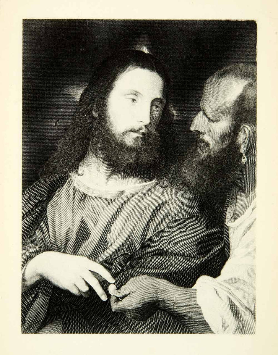 1878 Photogravure Titian Tribute Money Renaissance Art Jesus