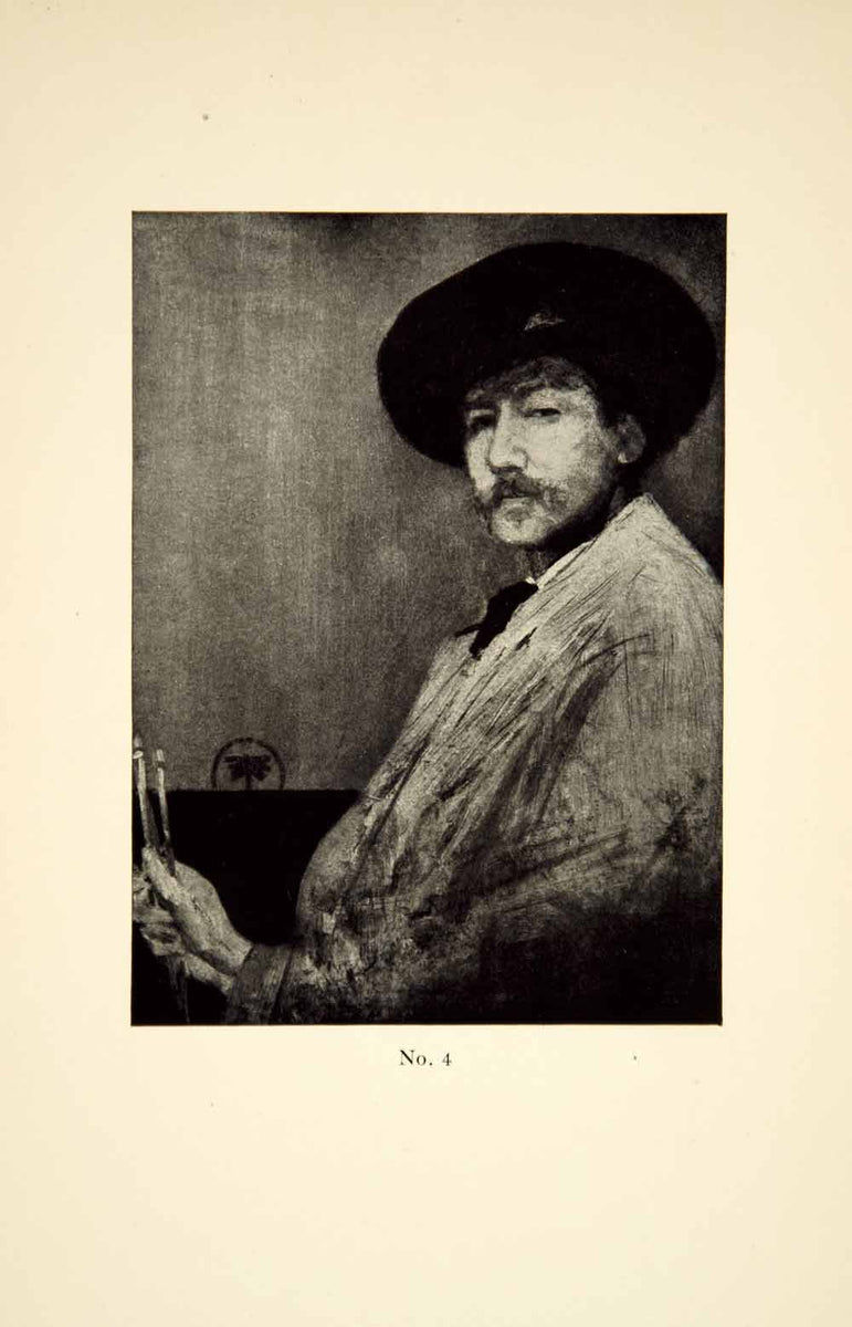 1913 Print James McNeill Whistler Art Self Portrait Gray Painting