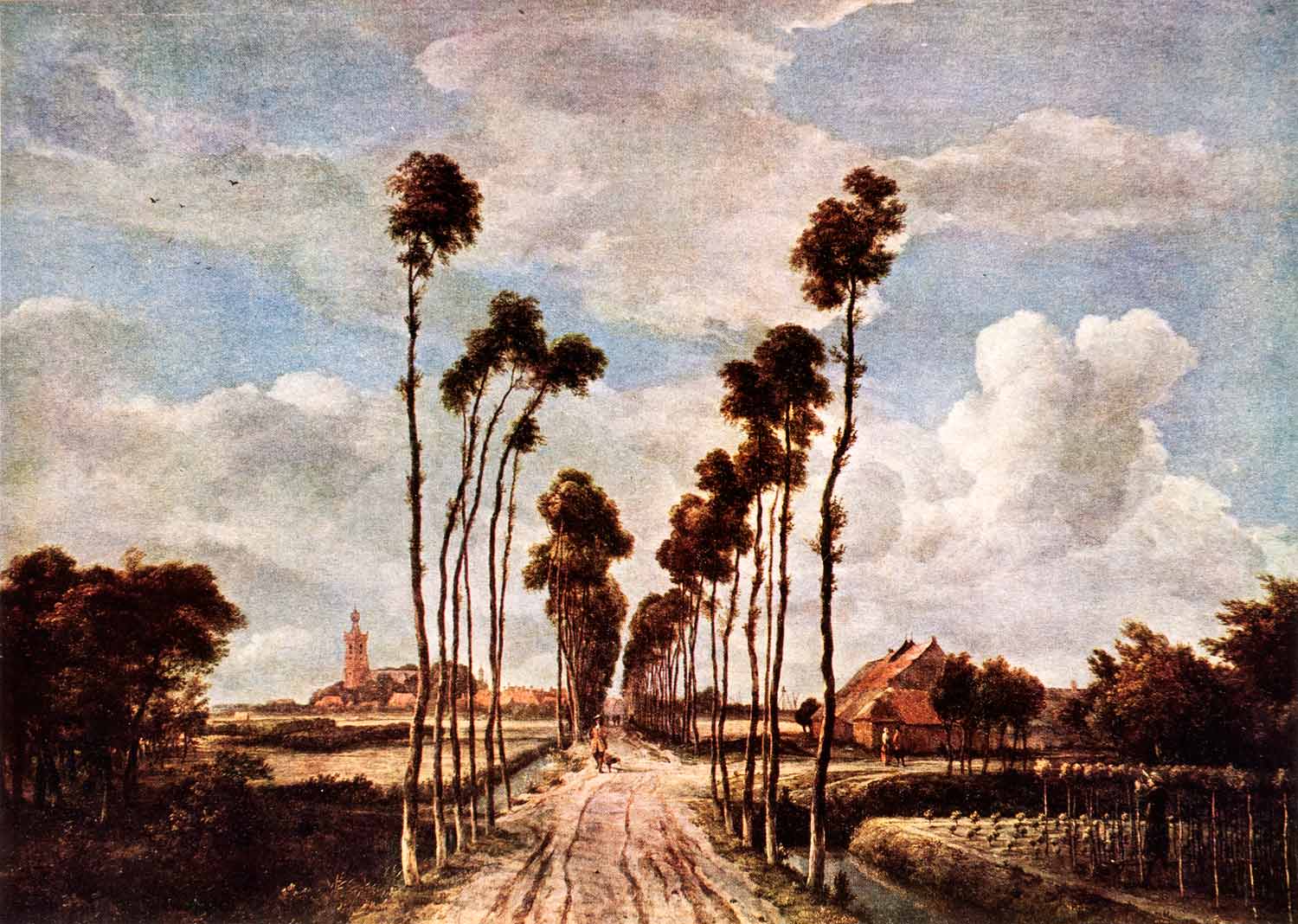 1939 Tipped-In Print Avenue Middelharnis Hobbema Landscape Holland XAN3