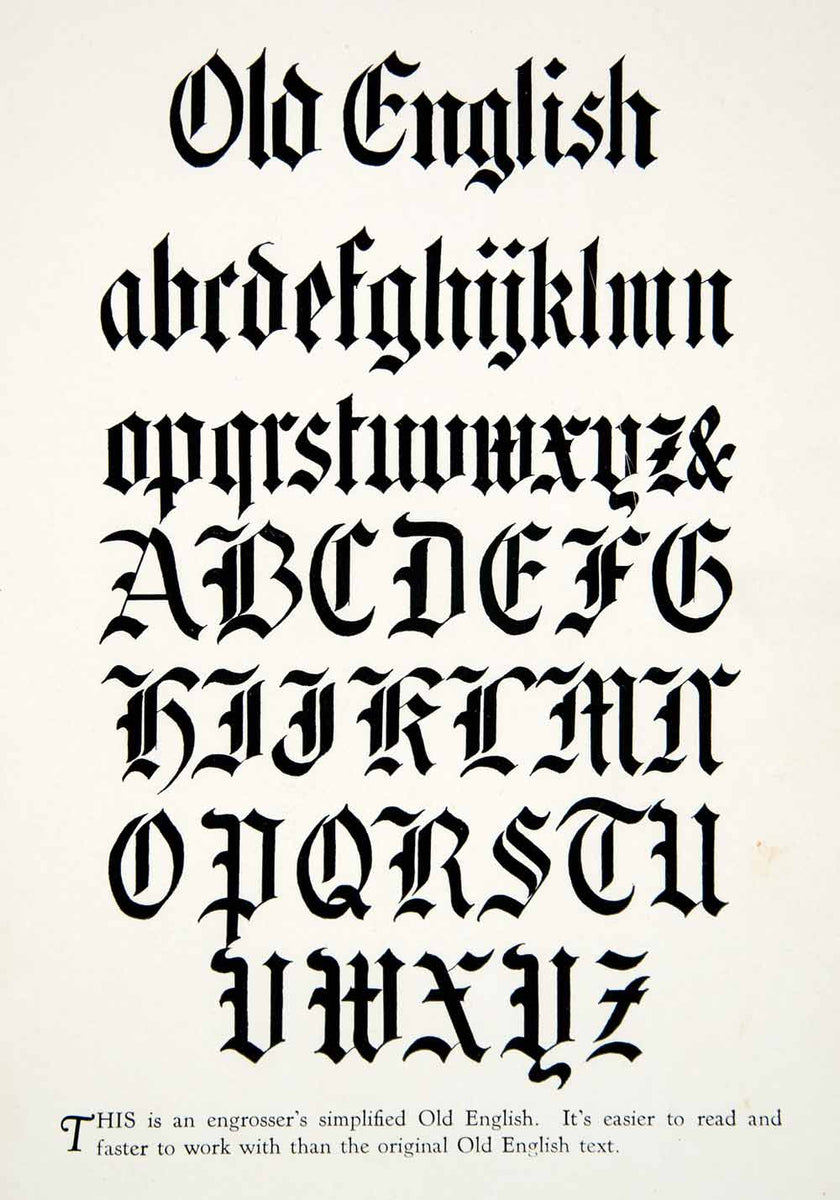 1928 Print Old English Typography Graphic Design Style Decorative Alph – Period Paper Historic Art LLC for Free Printable Old English Fonts