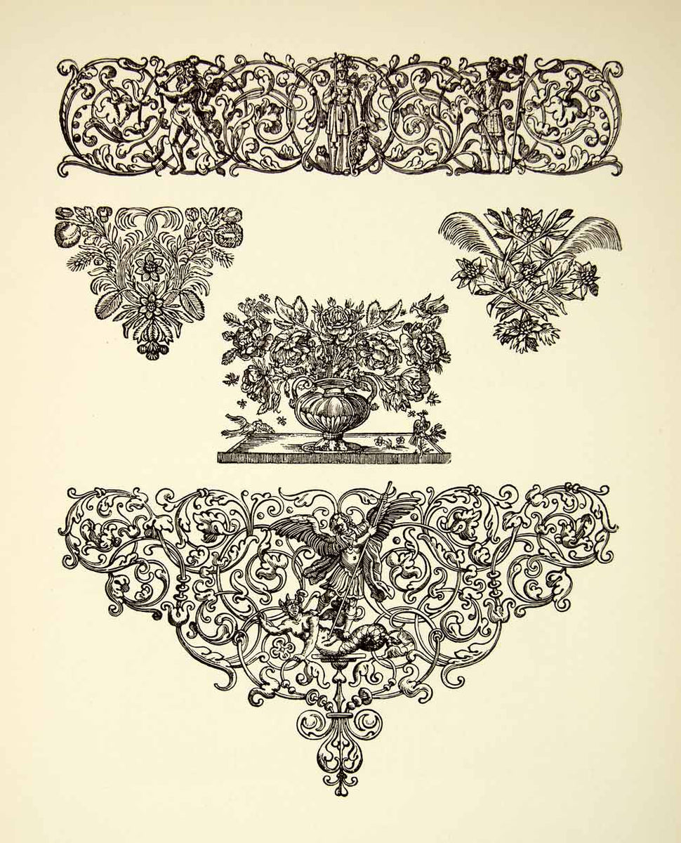1952 Offset Lithograph Headpiece Tailpiece Decorative Book