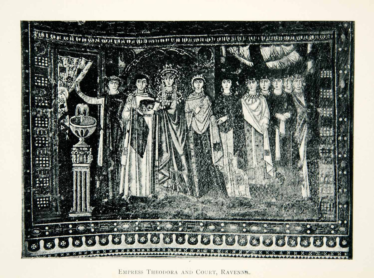 1895 Print Byzantine Empress Theodora Court Ravenna Italy Eastern