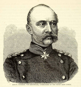 1884 Wood Engraving Lt General Hugo Von Kirchbach Franco-Prussian War V XEQA2