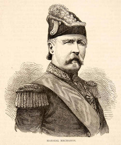 1874 Wood Engraving Portrait Costume Uniform Marshal Macmahon Duke Magenta XEY1