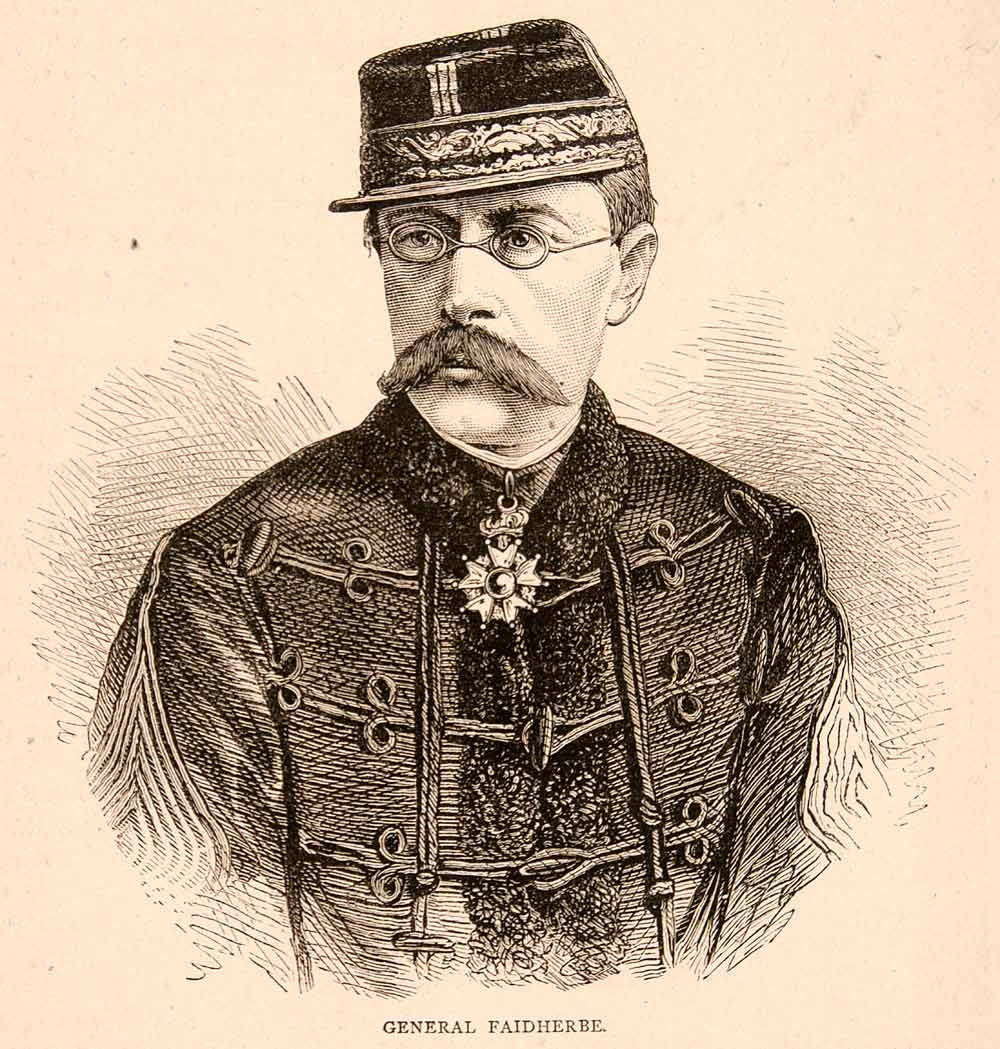 1874 Wood Engraving Portrait Costume Uniform General Louis Faidherbe French XEY1