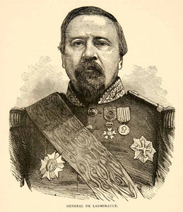 1874 Wood Engraving Portrait Costume Uniform General Paul De Ladmirault XEY1