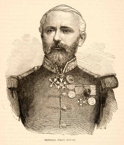 1874 Wood Engraving Portrait Costume Uniform General Felix Douay French XEY1