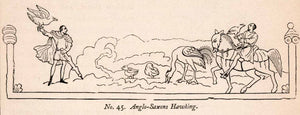 1862 Wood Engraving Frederick William Fairholt Anglo Saxon Hawking Bird XGBA4