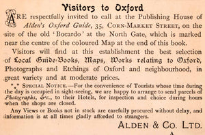 1900 Ad Aldens Oxford Guide Cornmarket Street publishing House Service XGCA4