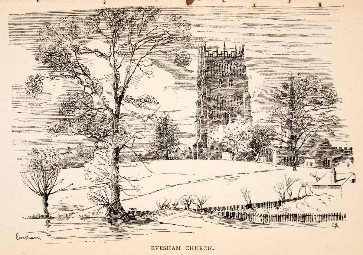 1925-wood-engraving-evesham-church-england-architecture-art-st-egwin