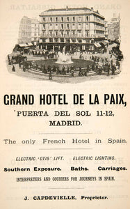 1895 Ad Grand Hotel de la Paix Madrid Puerta del Sol Spain Espana XGGB5