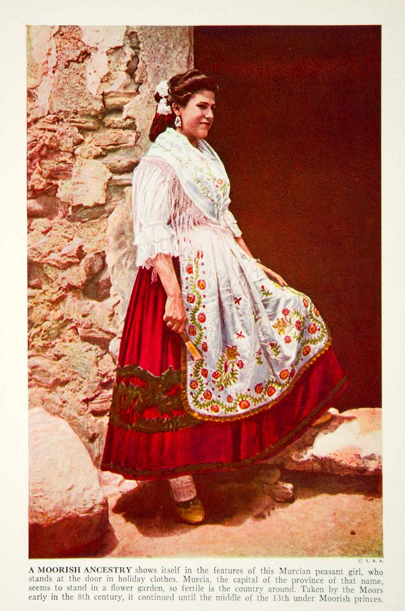 1938 Color Print Murcia Spain Traditional Costume Dress Garb Historica 1938 Color Print Murcia Spain Traditional Costume Dress Garb Historica