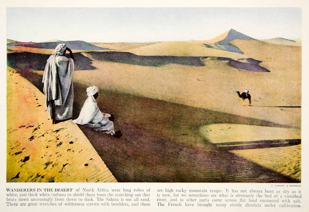 1938 Color Print Sand Dunes Sahara Desert Landscape North Africa