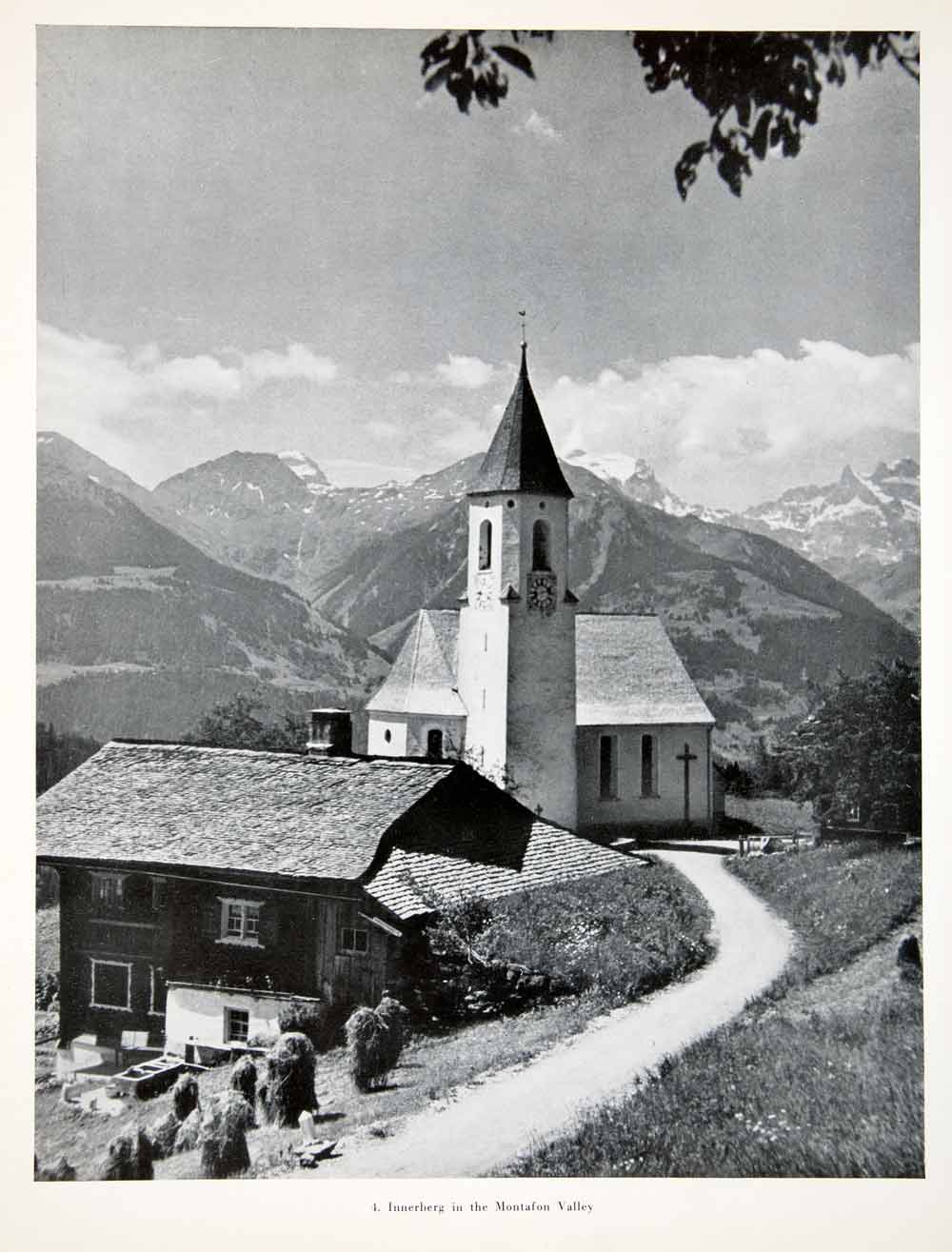1956 Print Innerberg Montafon Valley Ratikon Mountain Range Beer Franz XGHC9