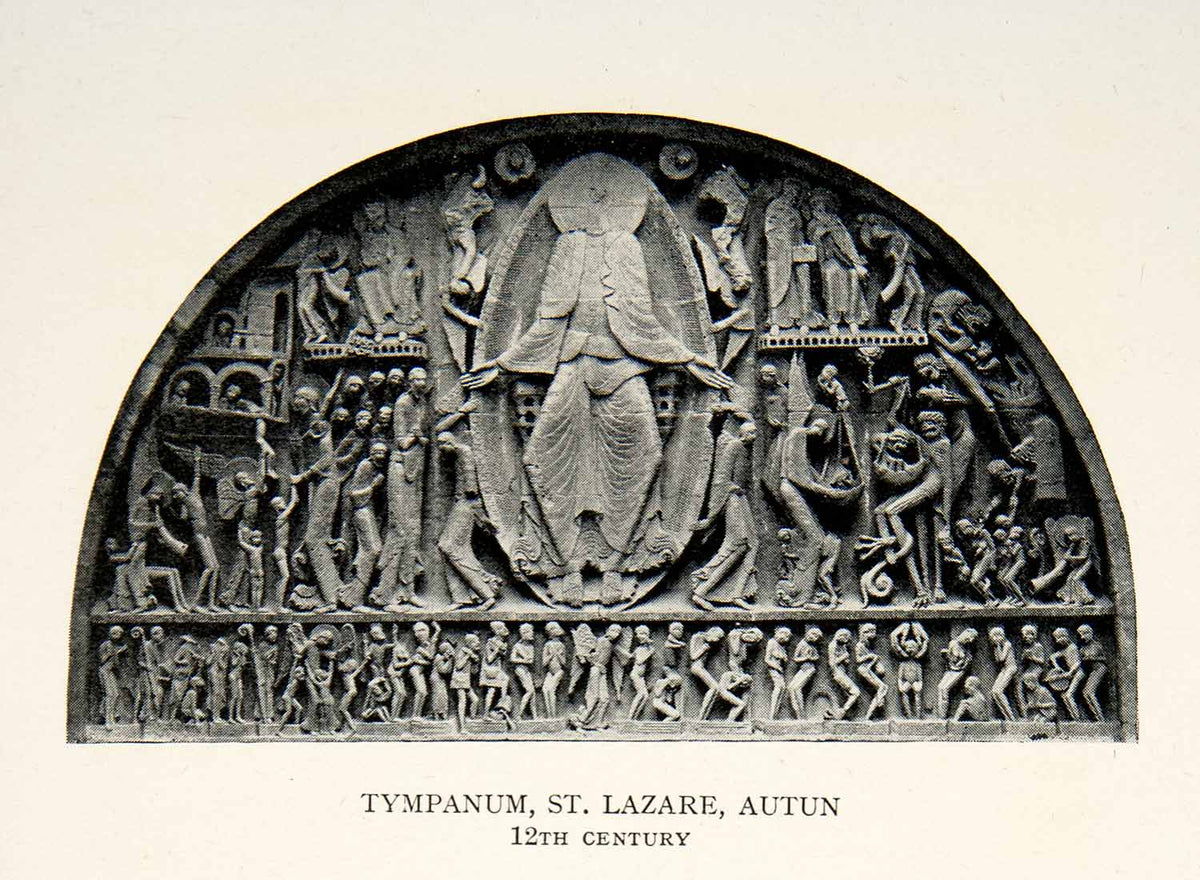 1927 Print Tympanum Saint Lazare Lazarus Cathedral Autun Burgundy