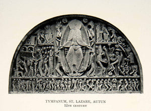 1927 Print Tympanum Saint Lazare Lazarus Cathedral Autun Burgundy France XGKC9